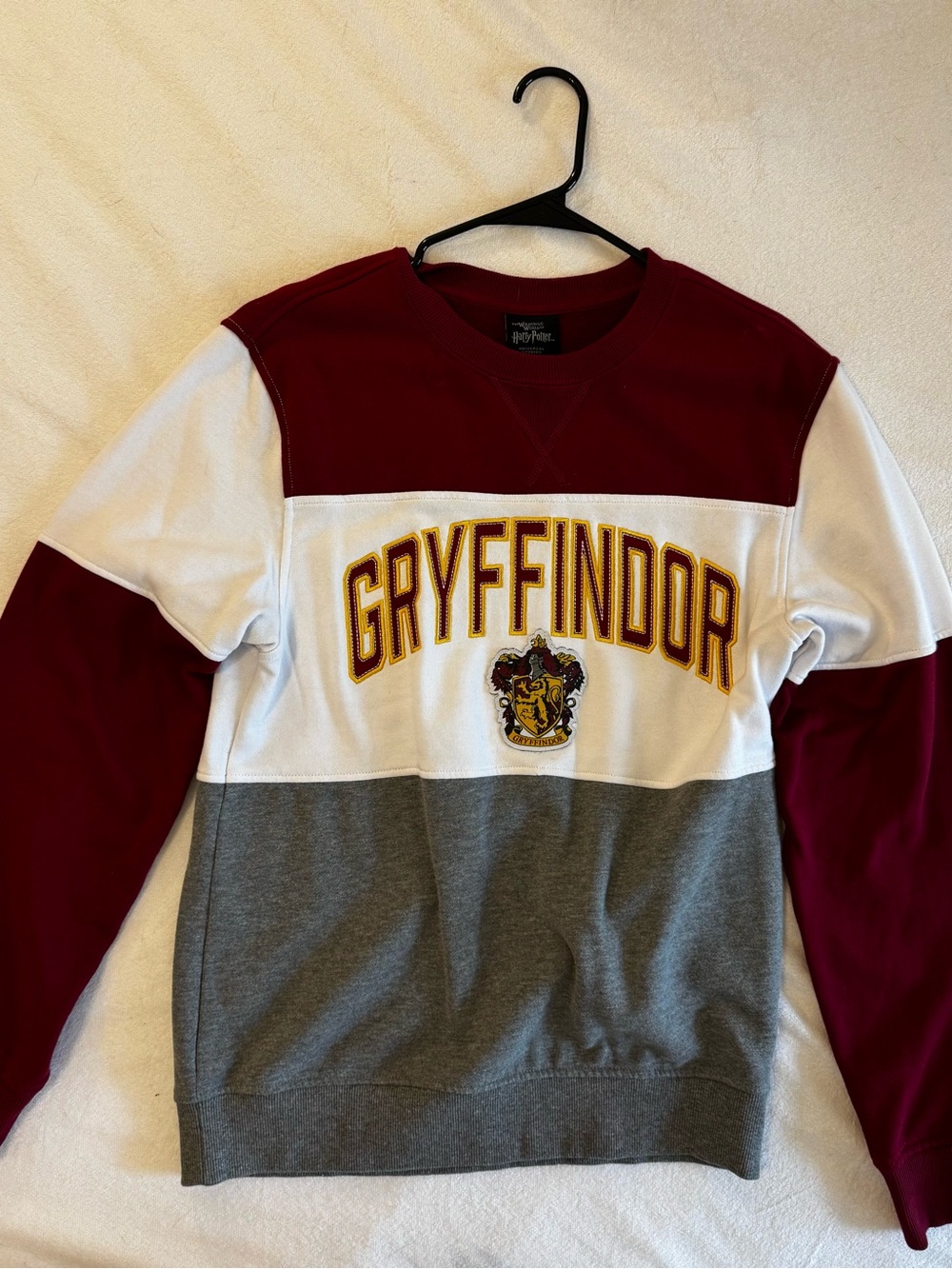 Gryffindor Colorblock Crewneck Sweater - Maroon, White, Gray